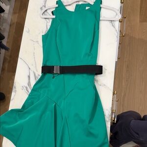 Milly Teal Sleeveless Mini Dress with Black Belt